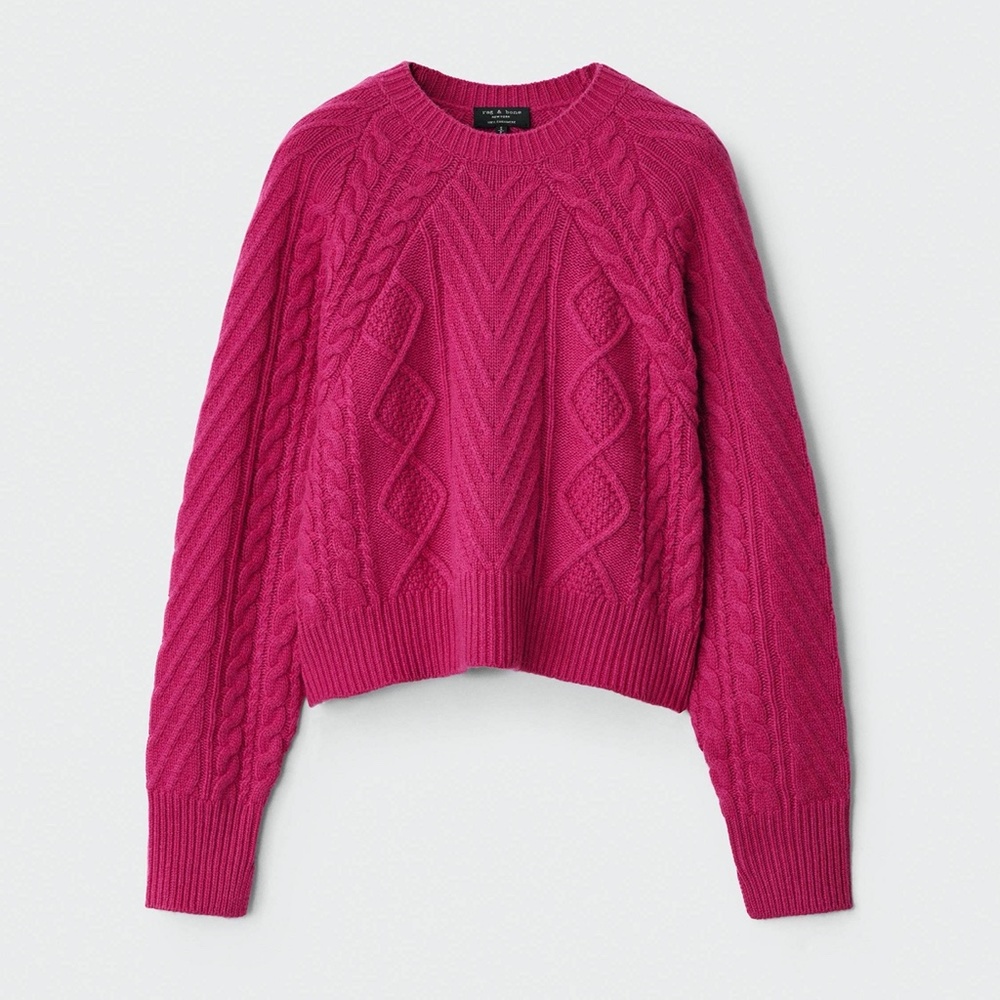 Rag & Bone Pierce Cashmere Cable Sweater in Plum Size XS